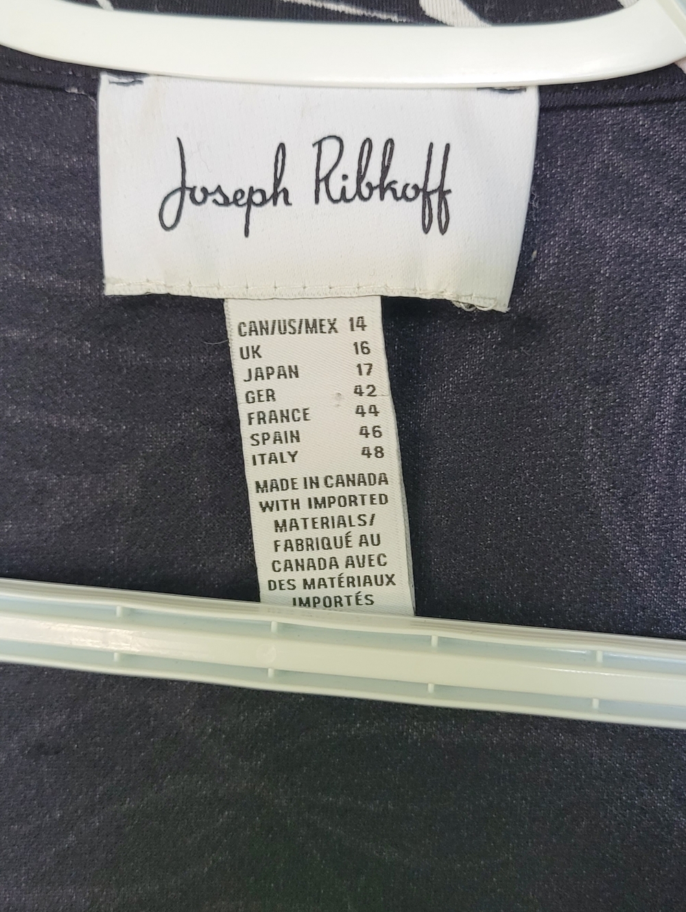 Joseph Ribkoff Open Blazer 14 Black And White Print Long Length Classic Elegant - Picture 2 of 6